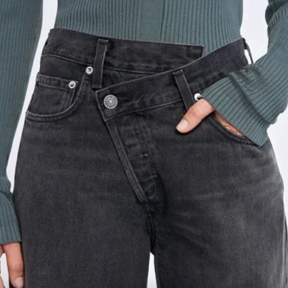 Abercrombie & Fitch Women's 32 14 90s Slim Straight Ultra High Rise Black Jeans - Picture 13 of 14